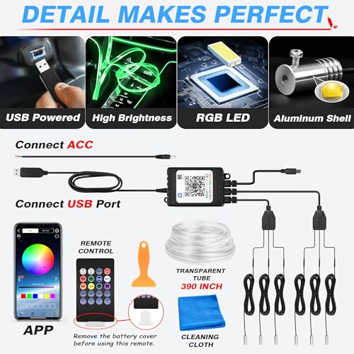 6 in 1 RGB Interior Car LED Strip Lights (28.8 Ounce)