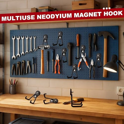 34 Pcs Large Magnetic Hooks Heavy Duty Garage Magnet Hooks Strong Storage Utility Magnetic Hangers with Anti Slip Rubber Coating for Indoor and Outdoor Hanging (34 Count)