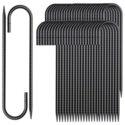 12 Inch Rebar Stakes 50 Pack J Hook Ground Stakes Heavy Duty Chain Link Fence Stakes Galvanized Anchors Metal Tent Stakes for Wire Fencing Concrete Forming Trampolines Camping Canopies Shed Swing (50 Count)