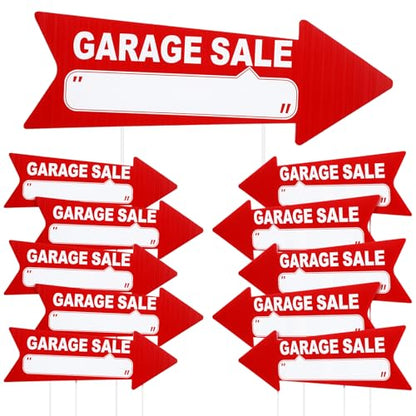 12 Pcs Garage Sale Signs with Stakes Double Sided (12 Count)