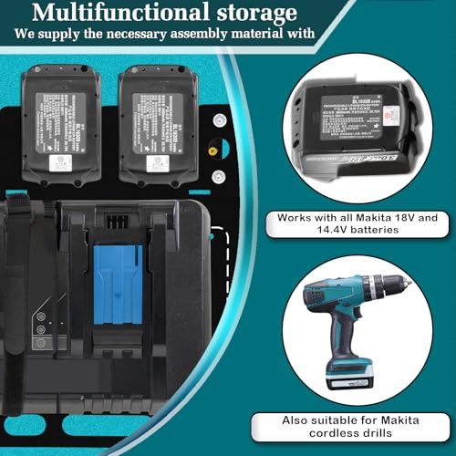 Wall Mount for Makita Battery Holder and DC18RC DC18RD Chargers (42.3288 Ounce)
