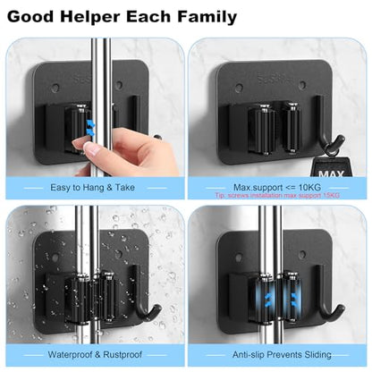 4 Pack Broom Holder Wall Mount (4 Count)