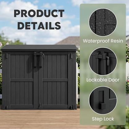 Waterproof Outdoor Storage Box 36 Cu Ft with Lockable Doors