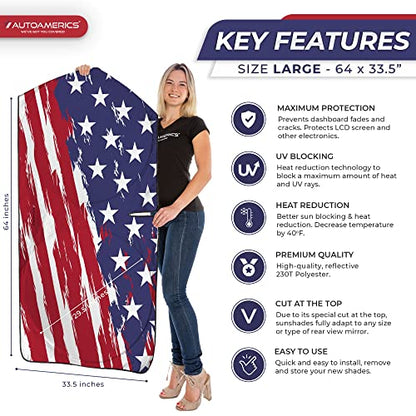 1 Piece Windshield Sun Shade USA Art Flag
