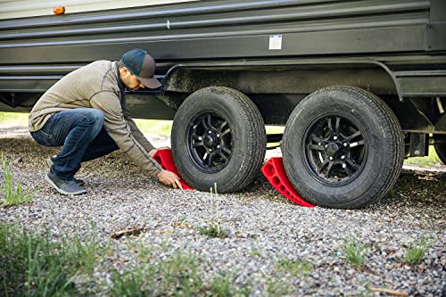 Single Camper Leveler Block with Rubber Mat for RVs and Trailers Up to 30000 lbs Made in USA