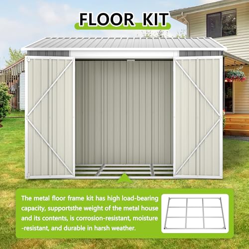 6x8FT Lean to Sheds Metal Outdoor Storage Shed with Floor Frame