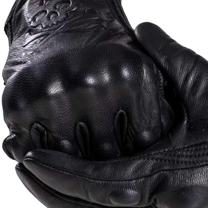 Goatskin Leather Motorcycle Motorbike Powersports Racing Gloves Reflective Skull Touchscreen for Men and Women Model