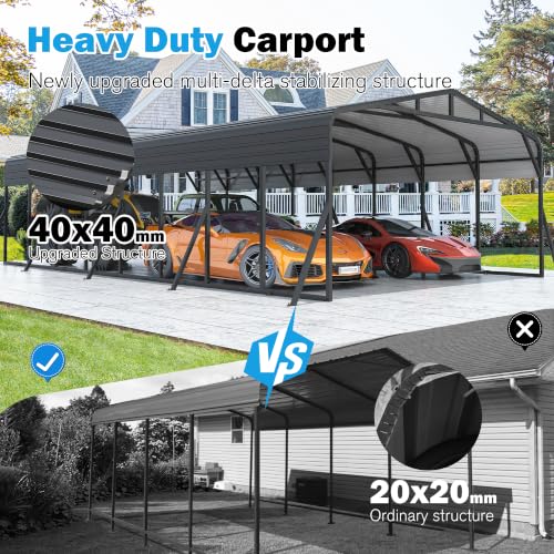 20X40 FT Heavy Duty Metal Carport Canopy with Triangle Frame Base