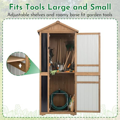 Outdoor Storage Cabinet Wooden Vertical Garden Tool Storage Shed