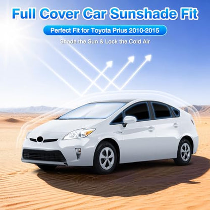 Windshield Sun Shade for Toyota Prius 2010 2011 2012 2013 2014 2015 Car Window Shades Thicken UV Block and Blackout Privacy Foldable Sunshades 11PCS Accessories Keep Cool Sun Visor Covers (11 Count)