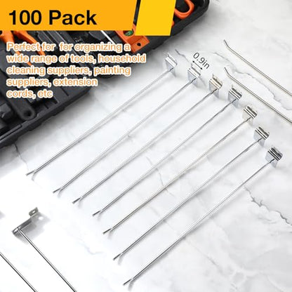 100 Pack Slatwall Hooks Silver Heavy Duty Slat Wall Hooks Metal Slatwall Accessories for Hanging Garage Retail Home Shop Display (100 Count)