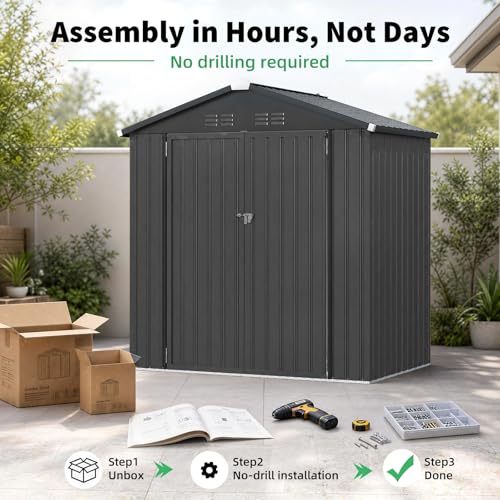 4' x 6' Outdoor Metal Storage Shed