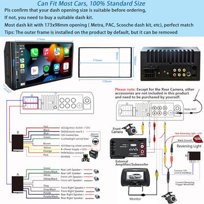 Double Din Car Stereo with Backup Camera & Dash Cam
