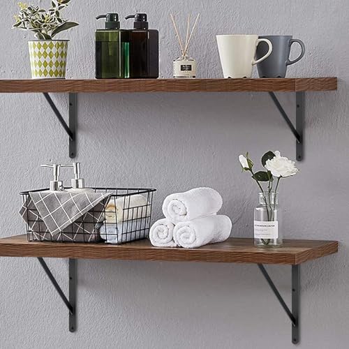 12 Pack L18 x H 12" Black Heavy Duty Shelf Brackets with Screws Metal Shelf Brackets Shelf Support Angle Brackets for Shelves L Brackets Heavy Duty Floating Shelf (12 Count)