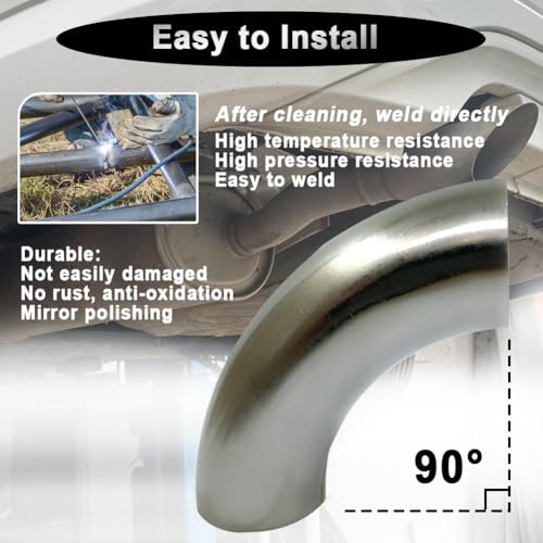 OD 1 Inch 90 Degree Stainless Steel Bend Tube 1” Exhaust Elbow Pipe for Car Modified Exhaust System 1" Piping Silver Tone