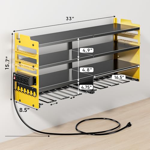 Large Power Tool Organizer Wall Mount with Charging Station