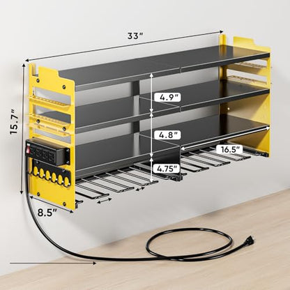 Large Power Tool Organizer Wall Mount with Charging Station