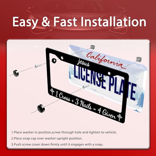 Jesus 1 Cross + 3 Nails = 4 Given License Plate Frame Stainless Steel