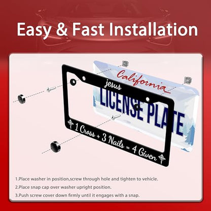 Jesus 1 Cross + 3 Nails = 4 Given License Plate Frame Stainless Steel