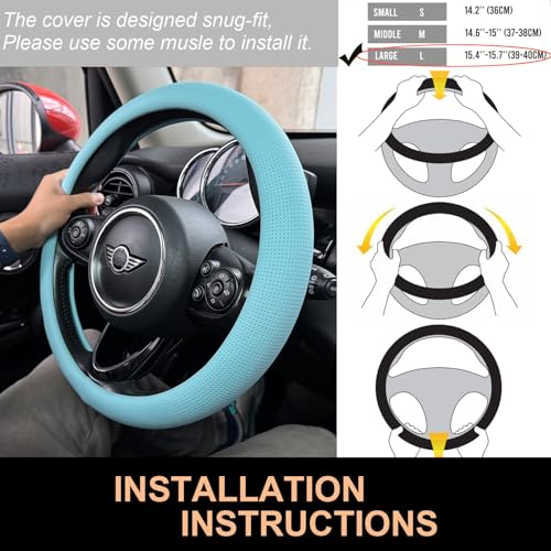 Large Size Nappa Leather Steering Wheel Cover 15.75In