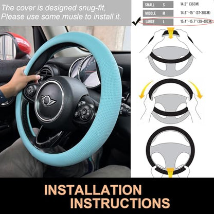 Large Size Nappa Leather Steering Wheel Cover 15.75In