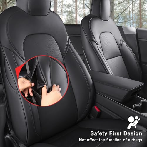Tesla Model 3 Car Seat Covers Nappa Leather Car Interior Seat Airbag Compatible Cushion Cover Full Set Custom Fit 2023 2022 2021 2020 2019 2018