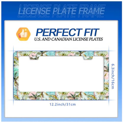 Plam Tree License Plate Frame Stainless Steel Accessory 12.3x6.3 Inch