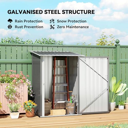 3.3' x 3.4' Outdoor Storage Shed Sloping Roof Lockable Door Gray