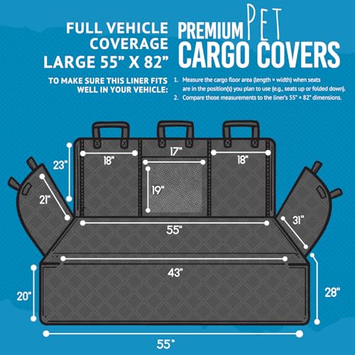 Bulldogology SUV Cargo Liner for Dogs 55"x82" Heavy Duty Complete Pet Trunk Cargo Cover Area