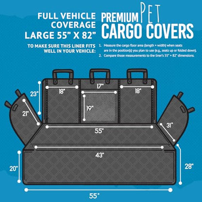 Bulldogology SUV Cargo Liner for Dogs 55"x82" Heavy Duty Complete Pet Trunk Cargo Cover Area