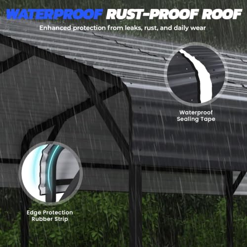 10' x 15' Heavy Duty Metal Carport with Galvanized Steel Roof & Base for All