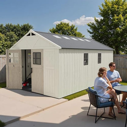 10x16 FT Resin Outdoor Storage Shed with Floor and Skylight