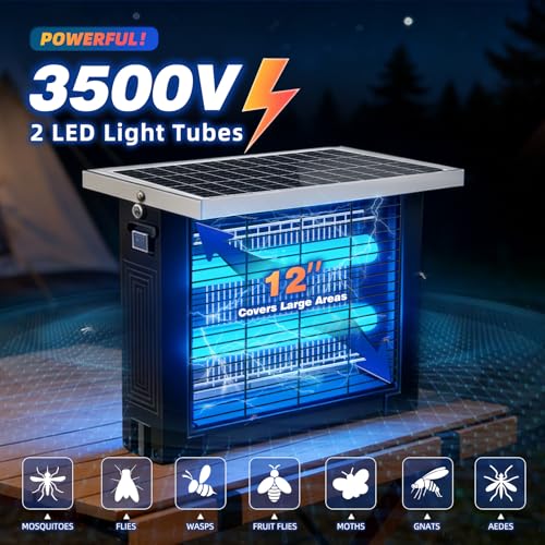 Solar Bug Zapper Outdoor for 2000 sq.ft with 13FT Extension Cord