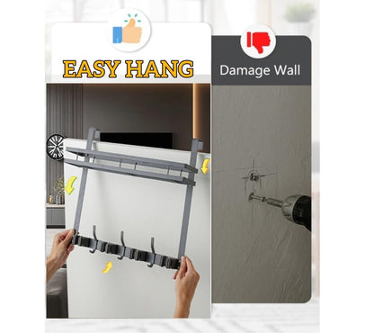 Over the Door Heavy Duty Metal Broom & Mop Holder