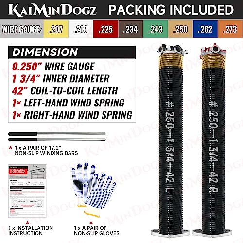 Pair of 1.75" Garage Door Torsion Springs Set with Non
