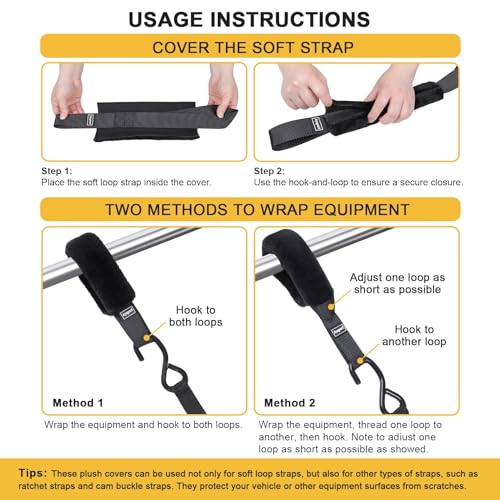 Soft Loop Tie Down Straps for Protecting Motorcycle (8 Count)
