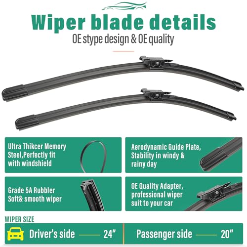 Windshield Wiper Blades Replacement for Ford Escape 2020