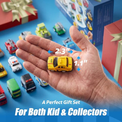 18 Pcs Pull Back City Cars and Trucks Toy Vehicles Set (18 Count)