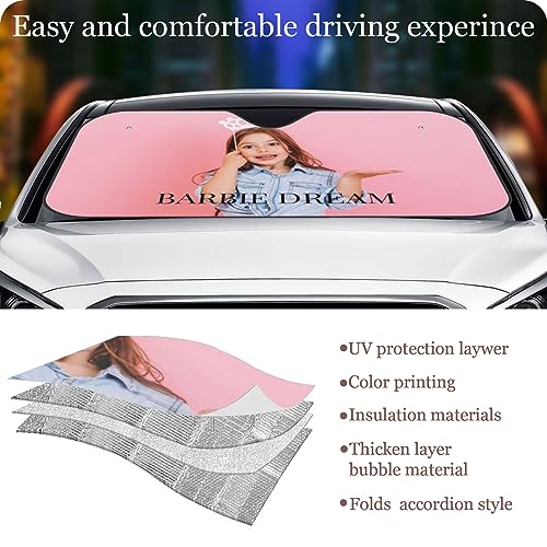Custom Windshield Sun Shade for Car Personalized Window Sunshades Add Your Photo Logo Text Image Customize Car Sun Visor Foldable UV Ray Sun Protector for Sedans SUV Trucks