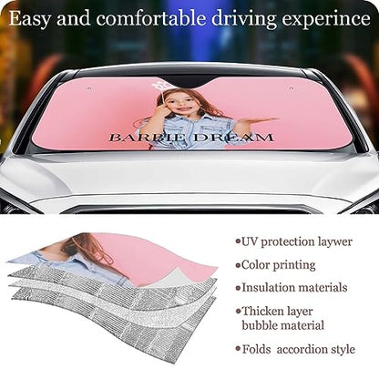 Custom Windshield Sun Shade for Car Personalized Window Sunshades Add Your Photo Logo Text Image Customize Car Sun Visor Foldable UV Ray Sun Protector for Sedans SUV Trucks