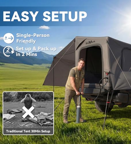 Inflatable Truck Bed Tent with Detachable Zippered Awning