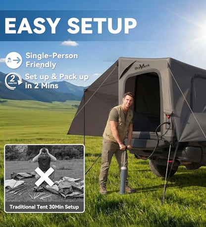 Inflatable Truck Bed Tent with Detachable Zippered Awning