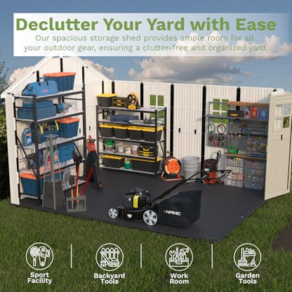 10x12 FT Resin Outdoor Storage Shed with Floor and Skylight