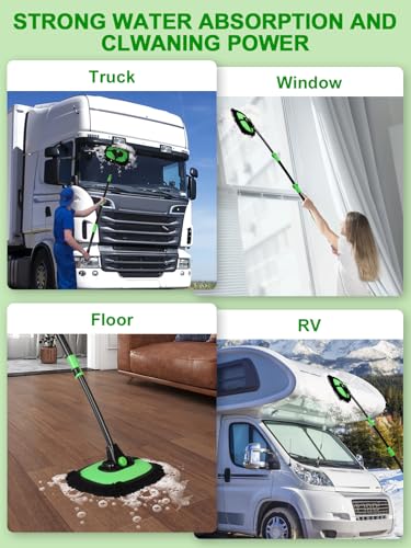 53" 15° Curved Car Wash Brush with Long Handle High Density Chenille Soft Bristle Brush Head Suitable for Cleaning Detail Roof Wheel Windshields Truck SUV RV Window (5 Ounce)