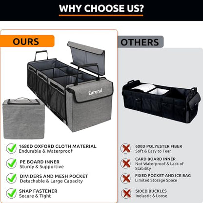 Collapsible Trunk Organizer with Insulated Leakproof Cooler Bag