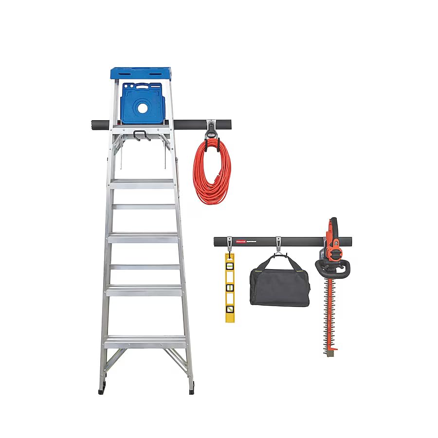 Fasttrack Garage Storage Utility Hooks 7 Piece Black All in One Rail Hook Kit and Tool Organizer Heavy Duty for Home