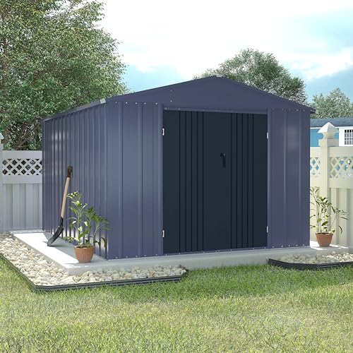 8x10FT Outdoor Storage Shed with Thickened Galvanized Steel