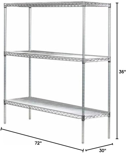 Omega 30" Deep x 72" Wide x 36" High 3 Tier Gray Starter Shelving Unit