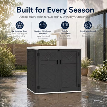 Outdoor Storage Cabinet 38 Cu.Ft Horizontal Resin Storage Shed