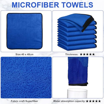50 Pcs 16"x16" Blue Microfiber Towels for Cars Drying Polishing (50 Count)
